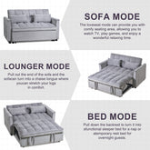 3-in-1 Sleeper Sofa Bed, Velvet Loveseat Futon – Gray
